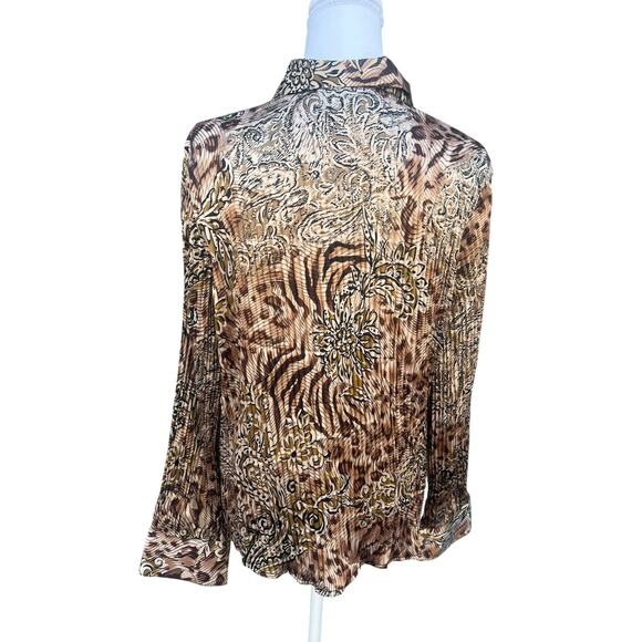 Sere Nade New York Women's Vintage Secretary Blouse Crinkle Pleated Floral XL - Picture 2 of 7